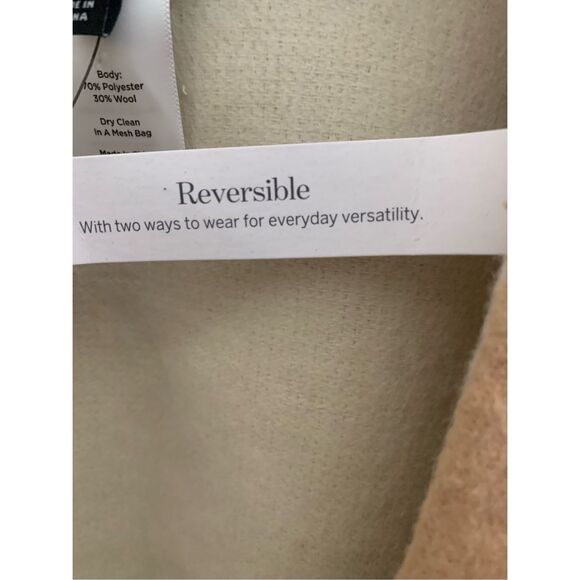 Talbots Neutral Beige Reversible Doubleface Face Wool Wrap Ruana - Picture 6 of 6